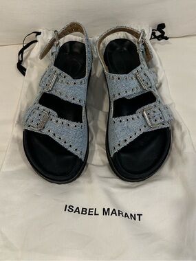 Isabel Marant Blue Denim Buckle Sandals